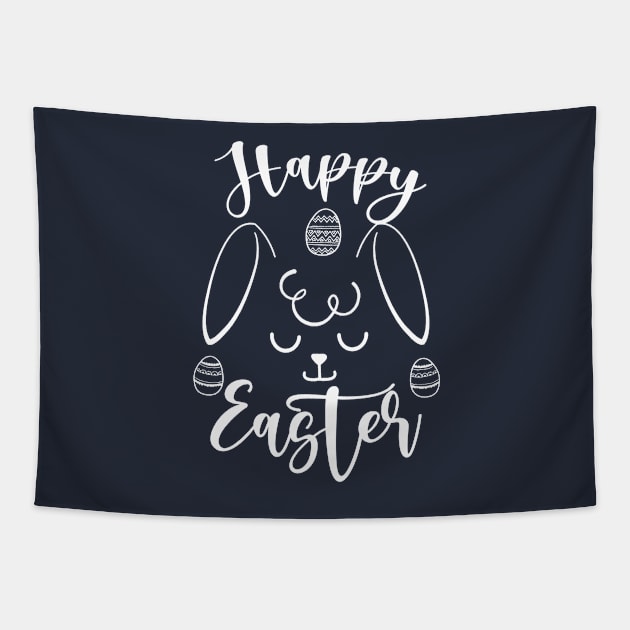 Happy Easter Bunny Rabbit Face Funny Easter Day Women Girls white Tapestry by eyoubree