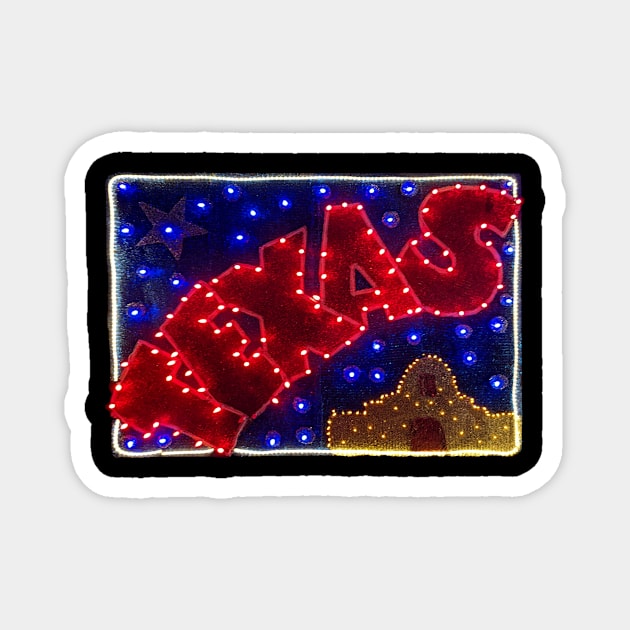 Retro billboard: TEXAS in red and blue lights (plus bonus Alamo) Magnet by AtlasMirabilis