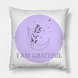 Affirmation Collection - I Am Grateful (Purple) Pillow