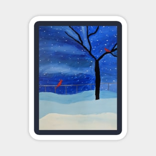 Snowy Winter Night Print Magnet