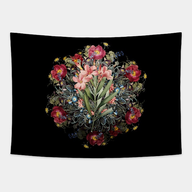 Vintage Oleander Flower Wreath Tapestry by Holy Rock Design