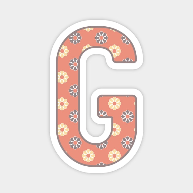 MONOGRAM LETTER G PINK FLORAL TYPOGRAPHY DESIGN Magnet by Rhubarb Myrtle