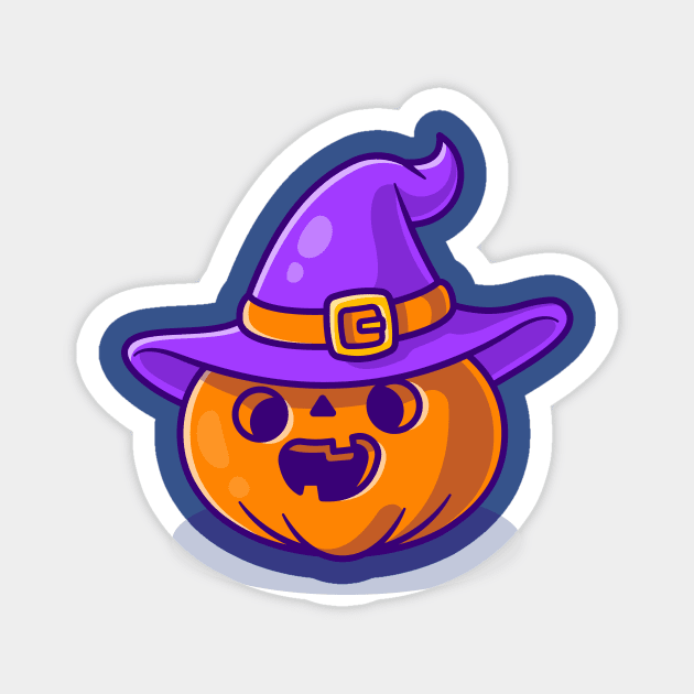 Cute Witch Pumpkin Halloween Cartoon Magnet by Catalyst Labs