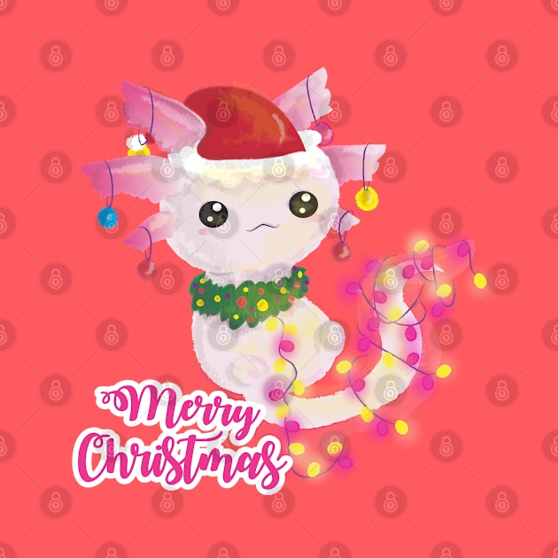 merry christmas axolotl santa by gossiprag