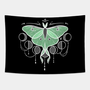Midnight Luna Moth - green Tapestry