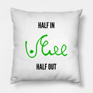 half in half out shorthand black and green Pillow