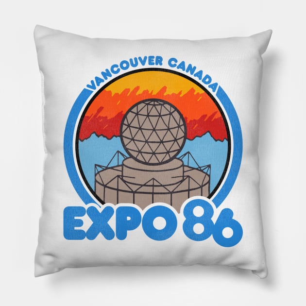 Retro Defunct Expo 86 World's Fair Vancouver Canada Pillow by darklordpug