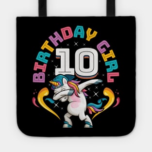 Dabbing Unicorn Birthday Girl 10 Years Old Tote