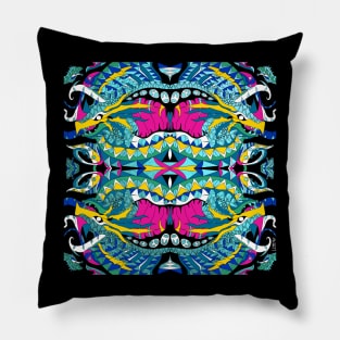 the kaiju kraken madness in deep ocean pattern art Pillow