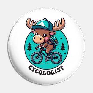 Cycologist Moose Riding Bicycle Pin