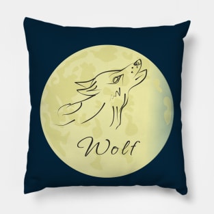 Wolf and moon Pillow