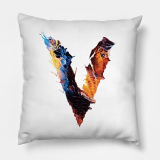 Colorful Painted Initial Letter V Pillow