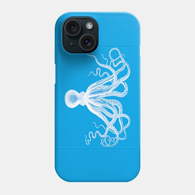 Octopus | Vintage Octopus | Tentacles | Sea Creatures | Nautical | Ocean | Sea | Beach | Turquoise Blue and White | Phone Case by Eclectic At Heart
