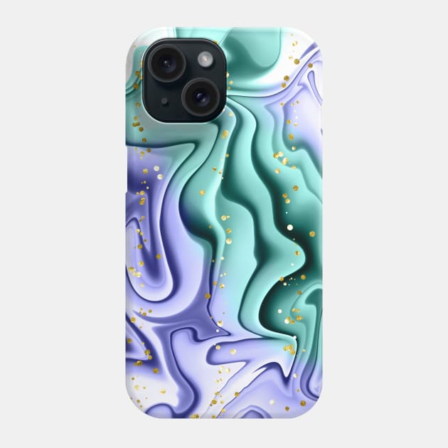 Purple Green White Gold Fantasy Wave Pattern Phone Case by jodotodesign