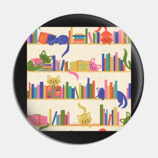 Cozy Cats and Books in Bright, Vintage Colors Pin