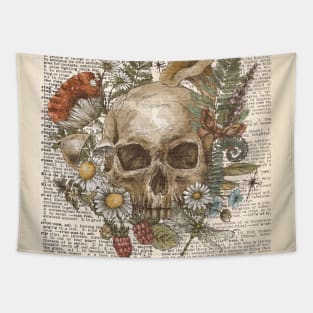 Human skull with flowers - floral skull Tapestry