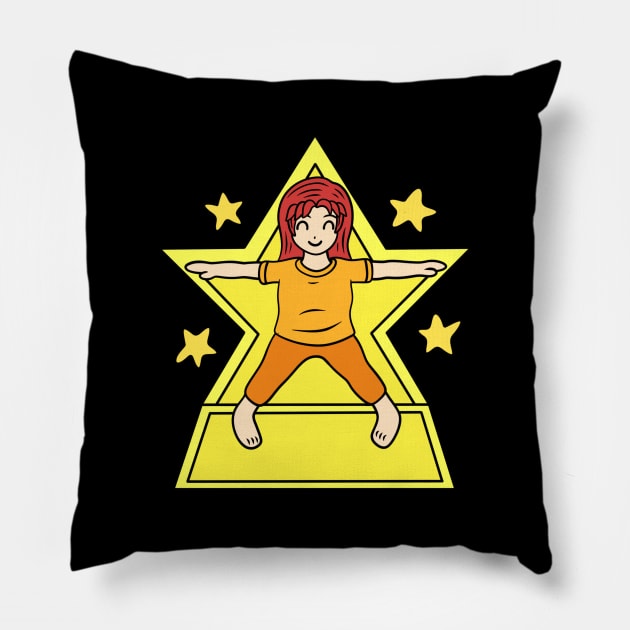 Yoga star pose Pillow by Andrew Hau