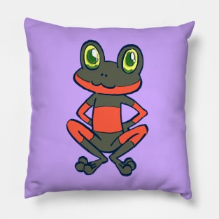 I draw duke the red and black striped frog / chocolat's familiar sugar sugar rune Pillow