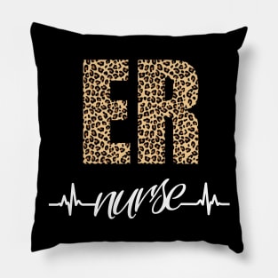 Leopard Print ER Nurse Heartbeat Pillow