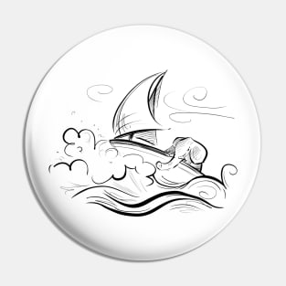 Elephant sailor in a storm Pin
