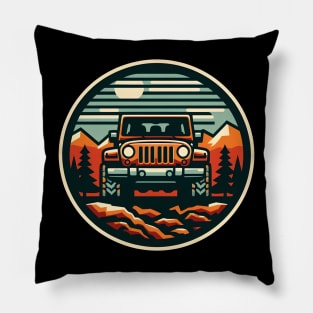 Jeep Wrangler JK Orange in Mountains Pillow