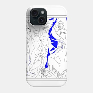 Les Demoiselles d'Avignon Line Art 2 inspired by the original painting Phone Case