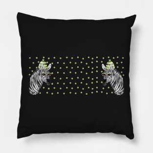 Zebra With Green Polkadots Pillow