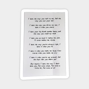 10 Things I Hate About You Poem Magnet