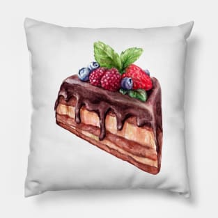 Piece of chocolate cake with berry Pillow