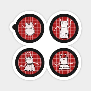 Red Gingham Apron Dots Magnet