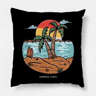 Vintage Retro Style West Coast Summer Vibes Paradise California Pillow