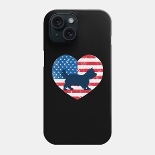 American Flag Heart Love Yorkie Usa Patriotic 4Th Of July Phone Case