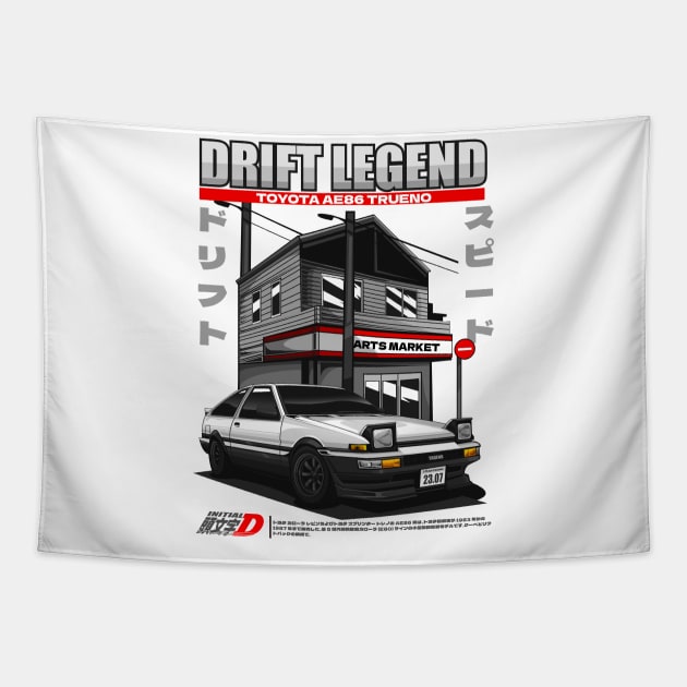 DRIFT LEGEND TOYOTA AE86 TRUENO Tapestry by HFP_ARTWORK