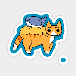 Nesting Bird and Orange Tabby Cat Magnet