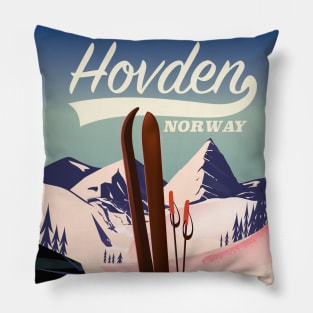 Hovden Norway ski poster. Pillow