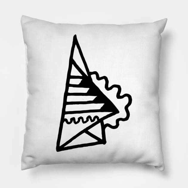 Black and White Abstract Paper Plane Doodle Art Pillow by VANDERVISUALS