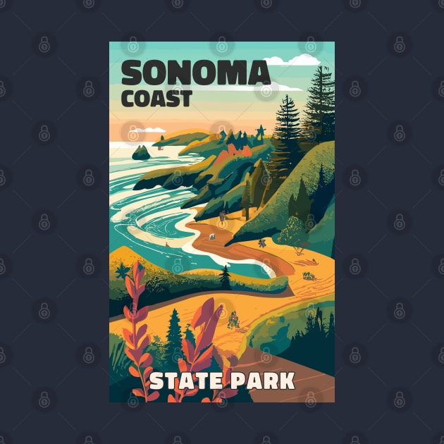 A Vintage Travel Art of the Sonoma Coast State Park - California - US by goodoldvintage