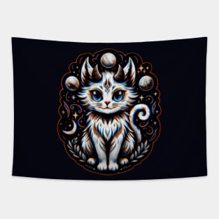 Mystic Moonlit Cat Tapestry