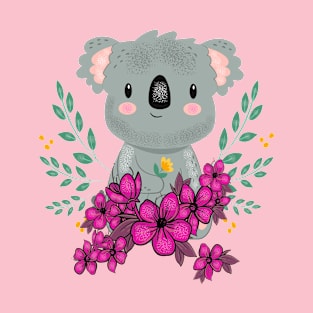 Cute Koala Animal Flower T-Shirt