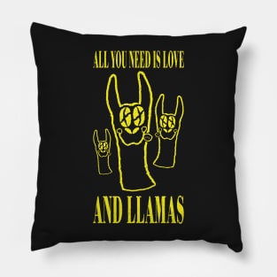 ALL YOU NEED IS LOVE AND LLAMAS Vintage Grunge Style Pillow