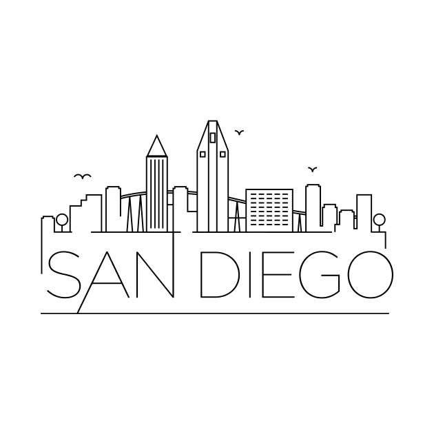 San Diego Minimal Skyline by kursatunsal