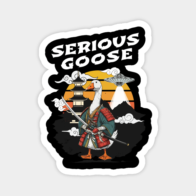 Serious Samurai Goose Funny Goose Design Magnet by Designed By Marty