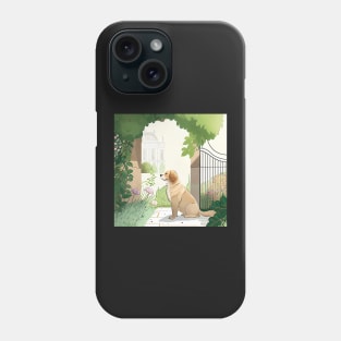 Adorable Drawing Dog in French Garden Phone Case