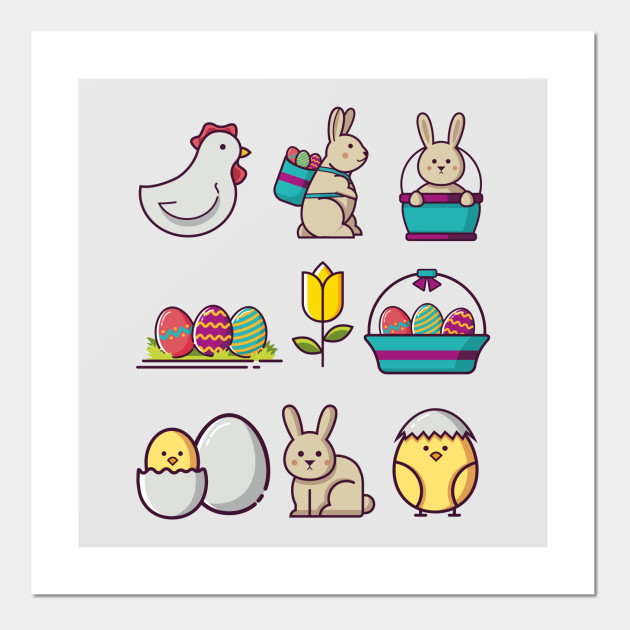 Easter Spring Collection With Sweet Easter Icons Easter Poster E Stampa Artistica Teepublic It