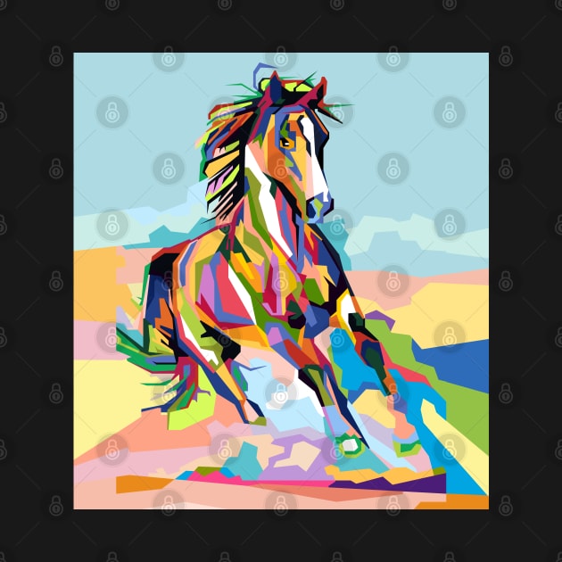 Abstract horse paintings in WPAP by smd90