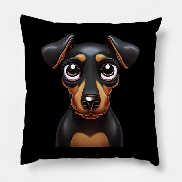 Delightful Doberman Pawsomeness Pillow by Art By Mojo