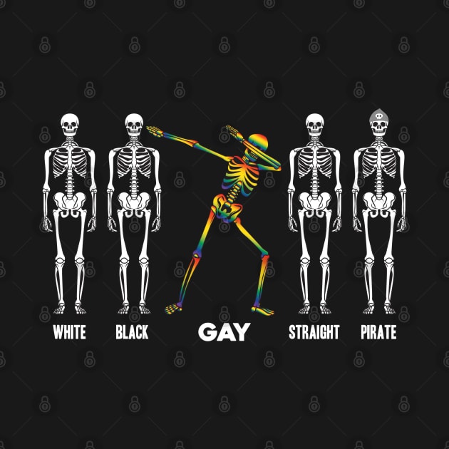 Skeleton Dabbing LGBT Rainbow Novelty Gift by Tenh