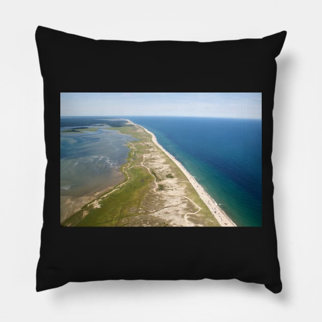 Nauset Beach Aerial Photo (Orleans, Cape Cod) Pillow by Christopher Seufert Photography