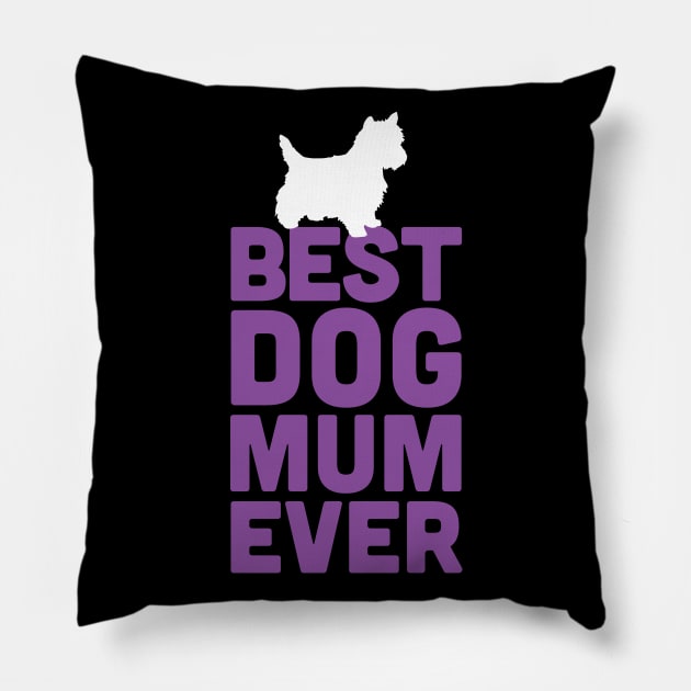 Best Westie Dog Mum Ever - Purple Dog Lover Gift Pillow by Elsie Bee Designs