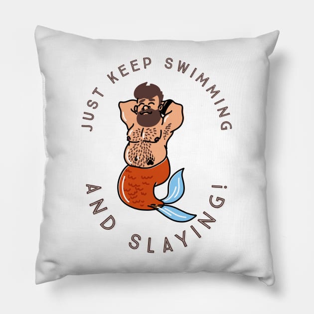 Gay bear merman with funny quote Pillow by Sgrel-art